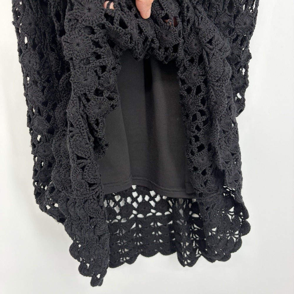 INC Silk Blend Crochet Knit Dress L Black Sleeveless Fairy Grunge Witchy Whimsig - Picture 7 of 12